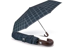 PERLETTI Ombrello Pieghevole Antivento Uomo - Ombrellino Compatto Resistente Ultra Leggero Adulto - Ombrello Apertura e Chiusura Automatica da Viaggio - Diametro 104 cm