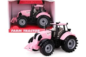 ToylandⓇ Tracteur agricole à Friction avec Capot ouvrant – Disponible en Rose, Bleu, Rouge et Vert (Rose)