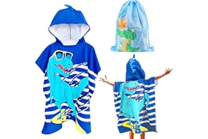 FGen Kinder Kaputzen Bade-Poncho, Badeponcho Strandtuch, mit Kapuze, épais et doux, Bonne Absorption de l'eau, für Mädchen Jungen Teenager, 75 x 150 CM