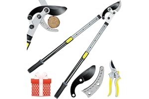 Jardineer Telescopic Loppers for Gardening Heavy Duty, 3PCS Garden Shears Set Include Extentable Tree Lopper (70-98CM), Pruner and SK-5 Steel Blade