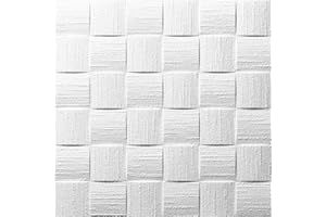 MASTERBRICO Panneau en polystyrène décoratif pour plafond et mur effet 3D isolant thermique épaisseur moyenne 9 mm dimensions 50 x 50 cm, lot de 10 m² (40 panneaux) colle pour polystyrène panneaux inclus (B002)