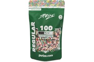 PURIZE® - Filtre à Charbon Actif Taille régulière Organique - Sachet de réserve de 100 unités - Ø 9mm Filtre Premium - Charbon Actif à Base de Noix de Coco (Color)