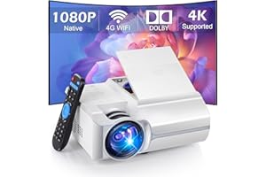 GAONAWAY Mini proiettore con WIFI e Bluetooth, proiettore nativo 1080P con lettore DVD incorporato per la casa, supporto Bluetooth/HDMI/USB/AV/Smartphone/tablet/Laptop