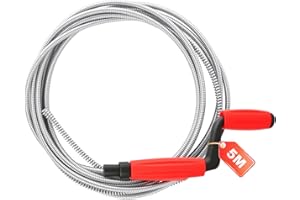 PMUEUFF Abflussspirale Universal, Reinigungsspirale Abfluss(5m x 6mm) für Toilette und Waschbecken, Rohrreiniger Spirale mit Handkurbel, Robuste Rohrspirale für Hartnäckige Verstopfungen