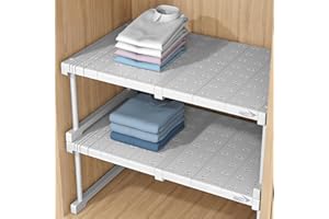 AYGCI Scaffale Telescopico Estensibile per Armadio Divisori per Scaffali Acciaio Inossidabile Telescopico Baby Armadi Separatori Organizer per Camera da Letto Bagno Cucina (Larghezza 42 [Lungo 67-88cm])