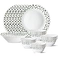 Larah by Borosil Sage Silk Series Opalware Dinner Set | 19 Pieces for Family of 6 | Microwave & Dishwasher Safe | Bone-Ash Free | Crockery Set for Dining & Gifting | Plates & Bowls | White