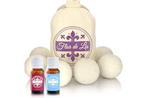 FLOR DE LIS Ammorbidente Biancheria, Palline Per Asciugatrice Di Lana Con Oli PROFESSIONALI Al Profumo Di Lenora e Bucato Esclusivo| Gomitolo Cattura Peli