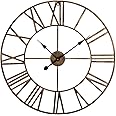 Shoze Roman Numerals Wall Clock Metal Large Wall Clocks for Living Room 60cm(23.6inch) Vintage Clocks for Bedrooms Kitchen Home Accessories Silent Non-Ticking Cafe Hotel Office (Bronze)