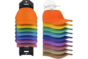 Hanqing 2 Pack Hat Rack for Baseball Caps, Adhesive Hat Organizer for Wall Hold Up to 20 Hats, Wall Mounted Hat Display Storage Holder Caps Hanger for Door Closet