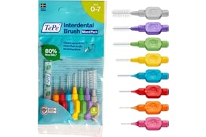 Brossettes Interdentaires TePe, Originales, Pack toutes tailles, Assortiment de couleurs, 0.4-1.3mm/ISO 0-7, 8pcs, élimine la plaque dentaire, espaces très serrés à plus larges