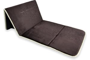 HOME DWELL Foldable Prayer Mat with 115° Reclining Backrest – Ergonomic Janamaz with Knee Cushion & Carry Bag – Islamic Back Support Mat for Comfortable Prayers – Dark Brown