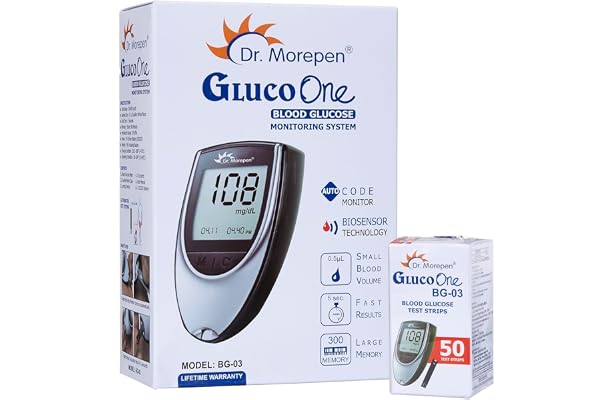 Dr. Morepen BG-03 Gluco One Glucometer Combo, 50 Strips (Multicolor)