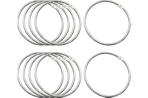 OMJMYY Lot de 10 Anneaux de Reliure,Grand Anneau en Métal Polyvalent,Anneau de Classeur,80 mm Anneaux Rideau à Ouvrir pour Rideau de Douche Porte-clés T-Shirt Sac Scrapbooking DIY