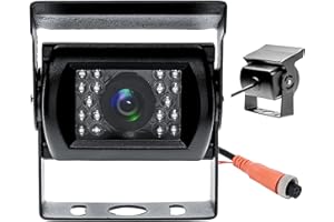 CAMECHO Cámara de Visión Trasera,18 LED IR Visión Nocturna Impermeable,12V-24V 4 Pins Conector de Aviación,para Coche/Bus/Camión/remolques/Caravana/Autocaravana/Heavy Reverse(CVBS+AHD)