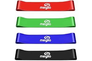Meglio Loop Resistance Bands for Men & Women - Latex Free Elastic Exercise Bands for Fitness with 4 Different Resistance Level, Ideal for Home, Gym, Physiotherapy, Yoga & Pilates | (Pack of 4)
