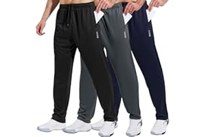 HUAKANG 3 Pack Joggers for Men Tracksuit Bottoms Men Sweatpants Lightweight Jogging Trousers Sports Casual Running Pants with Zipper Pockets