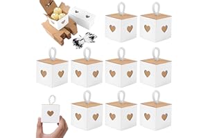 EMOIEMO 50 Stk Geschenkbox Klein,Kleine Geschenkboxen Weiß & Braun,5,5 x 5,5 x 5,5cm Kraftpapier-Geschenkboxen,geschenkverpackung box für Hochzeit Gebäck Party Süßigkeiten Geschenke Gastgeschenk Box