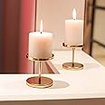Home Trends India Metal Candle Stand I Candle Holder For Home, Birthday Decoration I Table Romantic, Birthday, Dinner Home & Bar Decorative (Set Of 2, Gold)