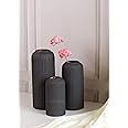 Craftribal's Modern Ceramic Flower Vase for Living Room, Flower Pots for Home Decoration, Home Decor, Line Vase (Set of 3PCS) Black