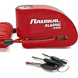 RADIKAL RK66R Bloccadisco Moto Allarme 110dB, Bloccaggio ø6 Universale, 3 Chiavi, Accessori Cavo Reminder Borsa Batterie, Ant