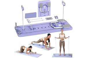 ExeractFit Pilates Board - 2025 Upgraded Plegable Pilates Reformer Machine Set per Hogar Pilates Equipment Multifuncional Rodillo Abdominales Rebote Automático Home Workout(Púrpura)