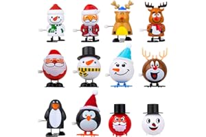 LIHAO 12pcs Jouets à Remonter, Jouets Mécaniques en Forme des Cartoons Mignons de Noël, Cadeau d’Anniversaire Noël pour Enfant