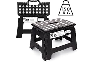 SMALUCK Folding Step Stool 9 inch - Kids Adults Heavy Duty Foldable Plastic Stepping Stool for Kitchen, Bathroom, Garden and Outdoor Activities (Black)