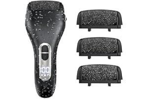 AOMEES Elektryczny Usuwacz Zrogowaciałej Skóry – Pilnik do Stóp IPX7, Wyświetlacz LCD, 3 Rolki – Callus Remover na Pękające Pięty (Czarny)