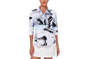 Akiooue Polo Shirts for Women UK Quick Dry 3/4 Sleeve Golf Shirts with 2 Button UPF 50+ Workout Tops S-XXL