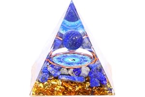 DIVANI Moonstone Crystal Pyramid - Lapis Lazuli Ball Tai Chi - Crystal Tower - Nature Reiki Healing Chakra Crushed Stone Jewelry - 5cm