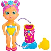 BLOOPIES Magic Tail Mermaids Melody Mermaid Doll with Removable Shiny Tail and Her Sea Friend; Splashes Water and Blows Bubbles - Bath Toy and Game for Boys and Girls