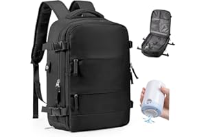 bergsalz Grande Zaino Ryanair Easyjet 45x36x20 Sottovuoto Viaggio Con Pompa, Zaino Da Viaggio Aereo Bagaglio a Mano Con Sottovuoto Incorporato Donna Uomo Nero