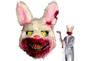 LYNBLY Sanglant Masque de lapin, Masque De horreur De Lapin Halloween, Réaliste Effrayant Masque de lapin pour Enfant Adulte, Halloween Party Cosplay Costume Mascarades Accessoires