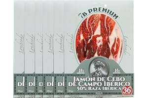 7 BELLOTAS 7B PREMIUM Prosciutto Pata Negra 50% Iberico | Jamon Cebo de Campo 50% Iberico | Prosciutto Crudo Spagnolo Guijuelo 36 Mesi (Affettata 6X80G)