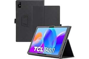 Haofun Funda Compatible con TCL NXTPAPER 11 WiFi/Tab 11, Cover PU Protector con Soporte Multiángulo, Ultra Delgada Anti-Caída Case con Correa para la Muñeca (Negro)