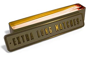 TINIT Extra Long Matches Tin | Storage Box Match Firelighter Gift Storage Funky Unique Present Birthday Christmas Home Birthday Housewarming Kitchen Decor | Extra Long Matches (Gold on Green)