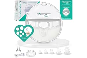 MAMASHY Libera - 1 Tiralatte Elettrico Indossabile a Mani Libere Silenzioso (6 Taglie), Tira Latte Neonati Adattabile con 5 Adattatori Silicone BPAFree, Neonato Accessori Utili Portatile Ricaricabile