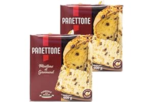 Panettone pur beurre fabriqué en Italie - lot de 2 boîtes de 900g - pâtisserie au levain naturel, aux raisons secs et aux écorces d'oranges confites