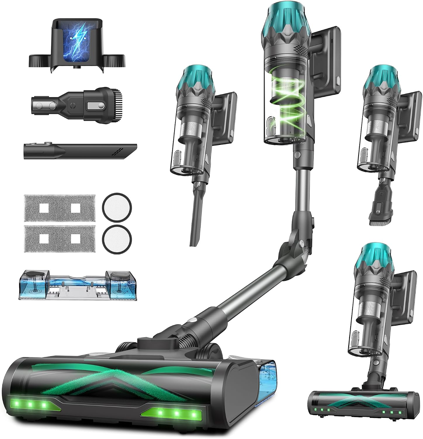 Vexilar V15Max Aspiradora sin Cable 65KPa/60 Min/1,5L, Aspiradora Inalámbrica con Fregona, Antienredos, Fácil Limpieza,Tendencias de Moda, Aspirador Escoba Vertical para Suelos/Alfombras/Pelos/Coche