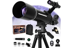 AQV Telescopio Astronómico para Niños y Adultos, Profesional 400/70mm HD, 20x-200x Alta Ampliación Alcance de Viaje Portátil con Trípode, Mochila y Adaptador, para Observer la Luna, Aves