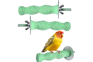 VLYX Lot de 2 Perchoirs Lavables, Pierre à Broyer pour Bec & Lime à Ongles pour Perruches et Petites Cages à Oiseaux