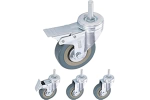 H&S Roulettes pour Meubles - 4x Roulette Charge Lourde Exterieur Max 200kg Meuble Placard Table - Roue Chariot avec Frein Pivotante Fixation par vis M10 - Roulettes Pivotantes 75mm