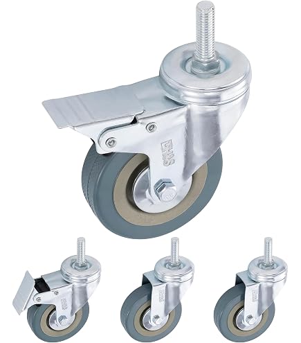 Lot De 4 Roulettes Pivotantes à Frein Et Fixes Polyuréthane BLEU-SOFT® 100 Mm - 360 Kg