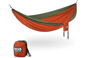 ENO, Eagles Nest Outfitters SingleNest Lightweight Camping Hammock, Orange/Olive