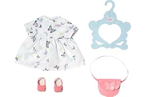 BABY born Sukienka z motylem - sukienka dla lalki z kieszenią i butami - wysokiej jakości akcesoria dla lalek - dla lalek w rozmiarze 43 cm