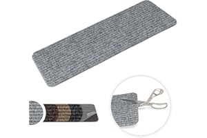 ‎KETTELSERVICE-METZKER Kettelservice-Metzker Stufenmatte Treppenteppich Tulus Rechteckig Aufleger selbstklebend 60x25cm Grau 14 Stück