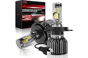 AUXIRACER Lampadina H4 Led, 80W 16000LM 6000K Cool White 400% Bright Super Bright Led 9003 HB2 H4 Xenon Car Conversion Kit, 2 pezzi