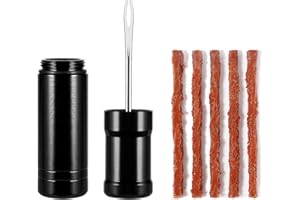 HUKNEQN Kit Réparation Tubeless Sans Chambre pour Vélo, Kit D'outils Tubeless Comprend Foret, 5 Bandes Caoutchouc, Conçu pour VTT, Vélos Route , Boîte de Rangement Compacte et Durable, Réparation Rapide