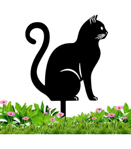 URATOT Metall-Katzen Gartenstatuen - 3-teiliges Set Schwarze Katzen Silhouetten Als Deko