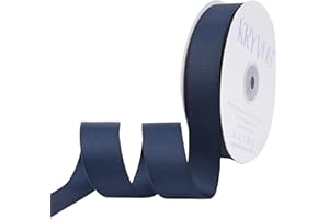 Kryvus Grosgrain Ribbon, Navy Blue Ribbon 25mm x Continuous 45 Metres, Navy Blue Grosgrain Ribbon Perfect for Gift Wrapping, Crafts, Sewing, Wedding Decor, DIY Hair Accessories and More